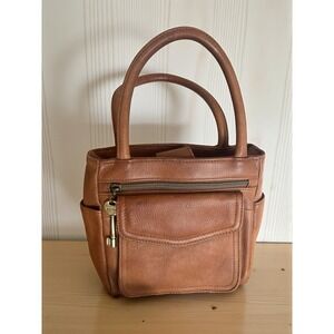 Vintage Fossil Caramel Brown Pebbled Leather Purse Shoulder Bag Crossbody #75082